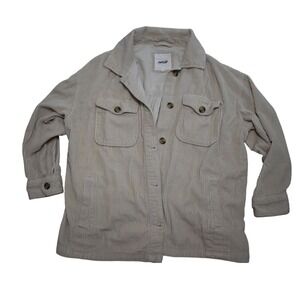 Aerie Corduroy Button Down Shirt Jacket Beige Large L‎ Womens